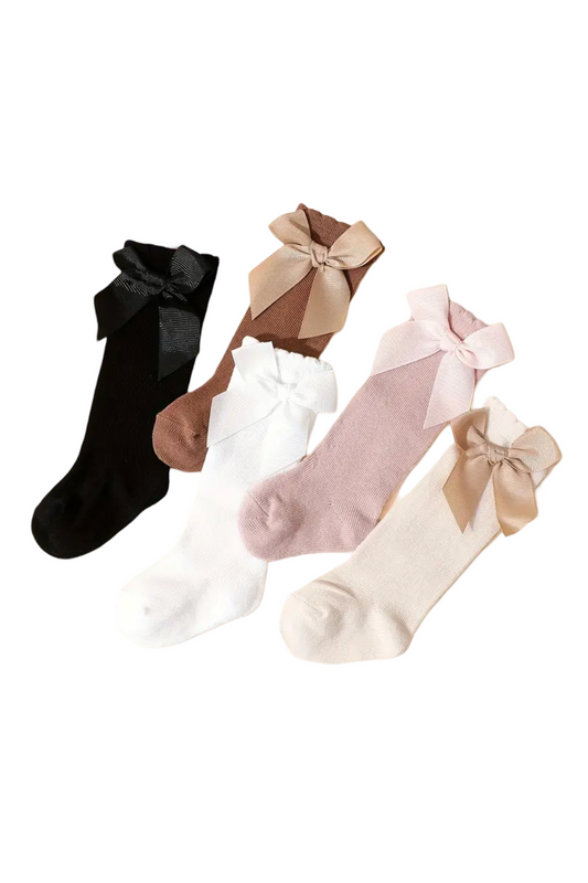 Bow Socks, Long Pack of 5