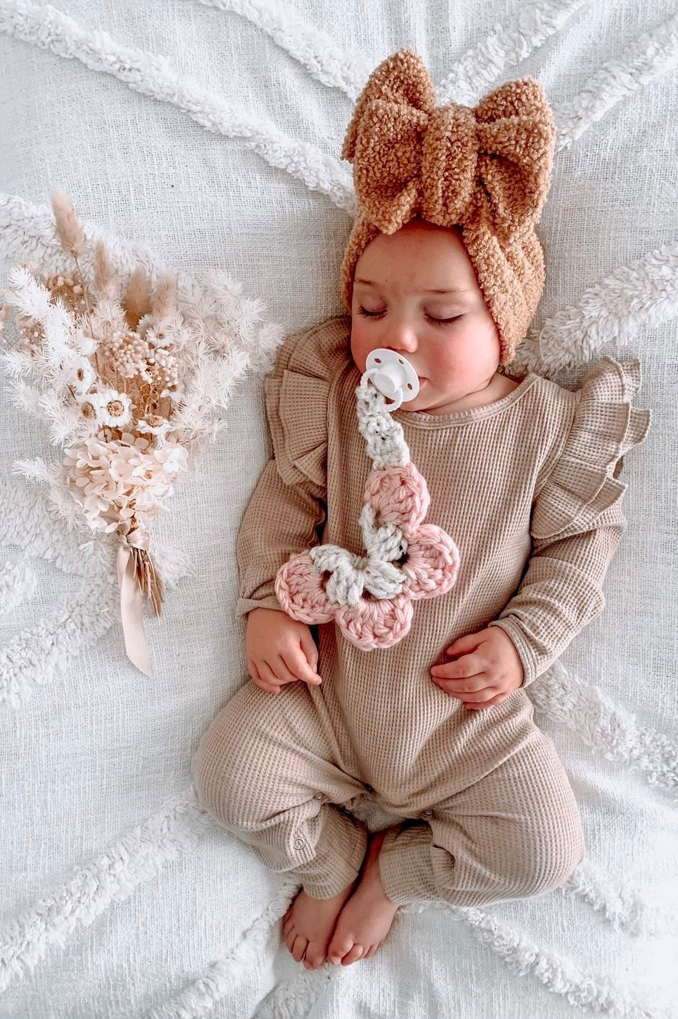 Oversized Teddy Bow Headband, Pecan