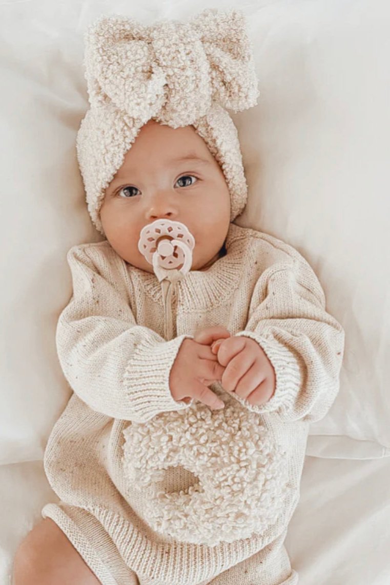 Oversized Teddy Bow Headband, Beige