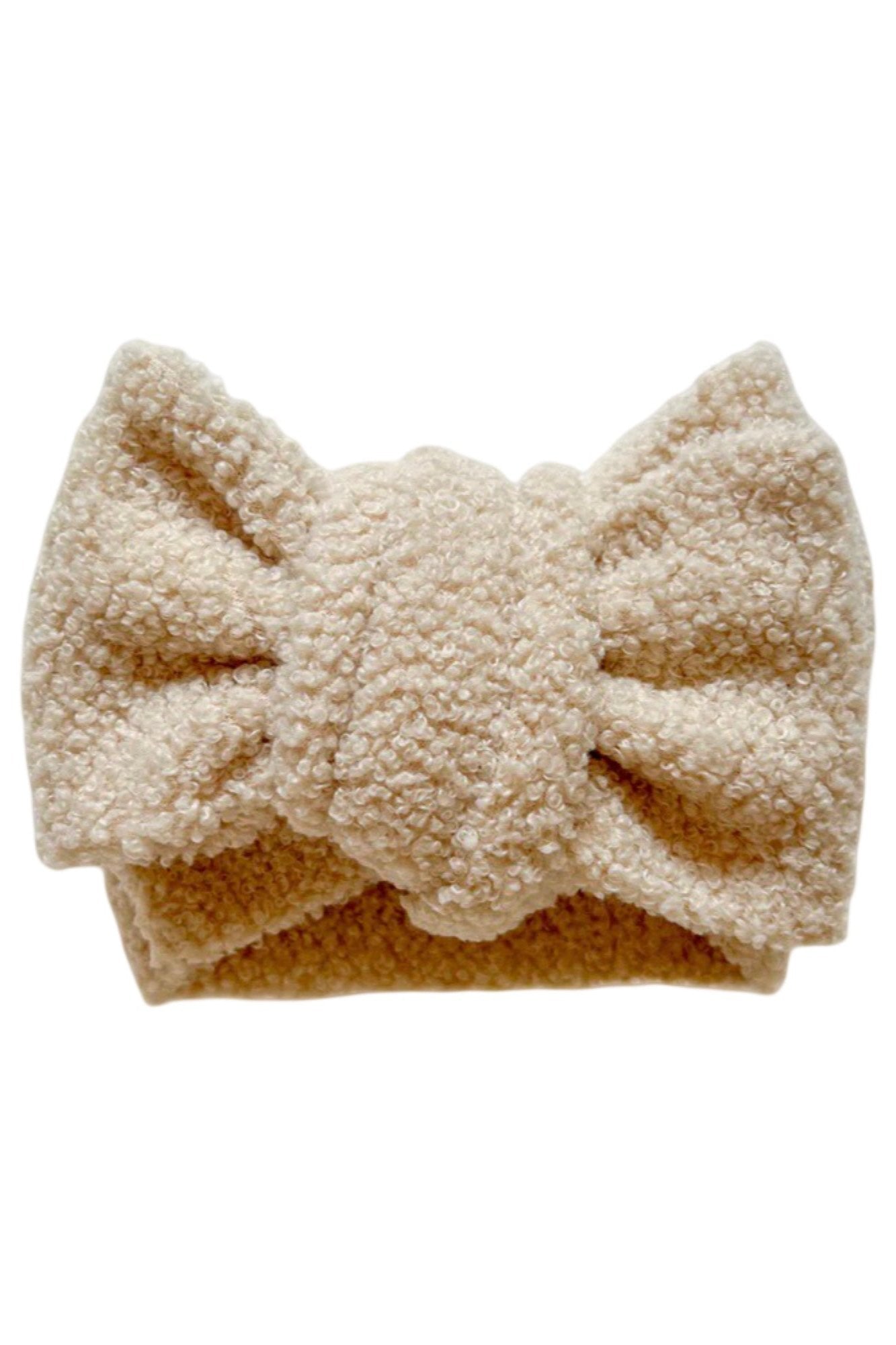 Oversized Teddy Bow Headband, Beige