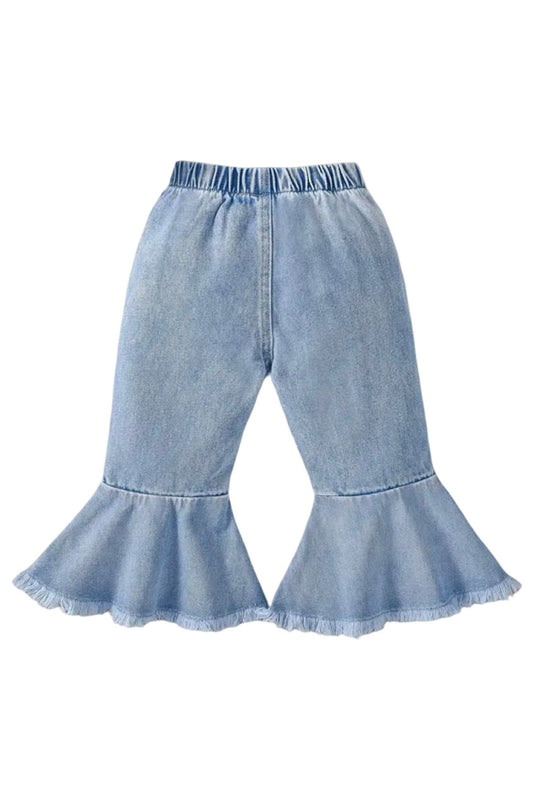 Blue Elastic Bell Bottom Jeans