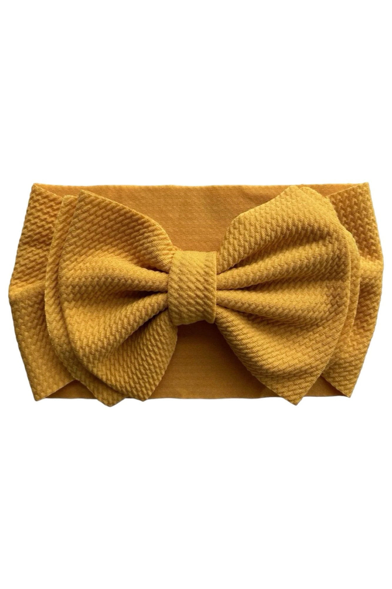 Waffle Big Bow Headband, Mustard